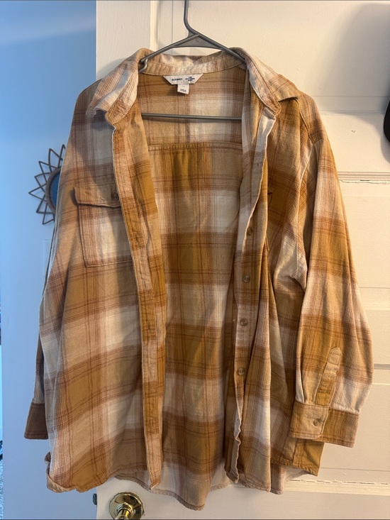 Old Navy Tops - Old Navy Plaid Button-Down Shirt Jacket in Mustard and Cream